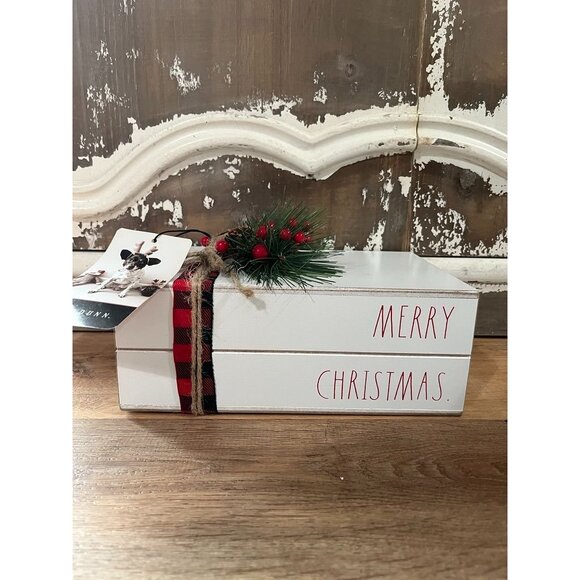 VHTF NWT Rae Dunn Merry Christmas Decorative Box Set With Pinecone & Berry Embel - Picture 1 of 4